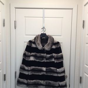 Genuine Rabbit fur coat in chinchilla print